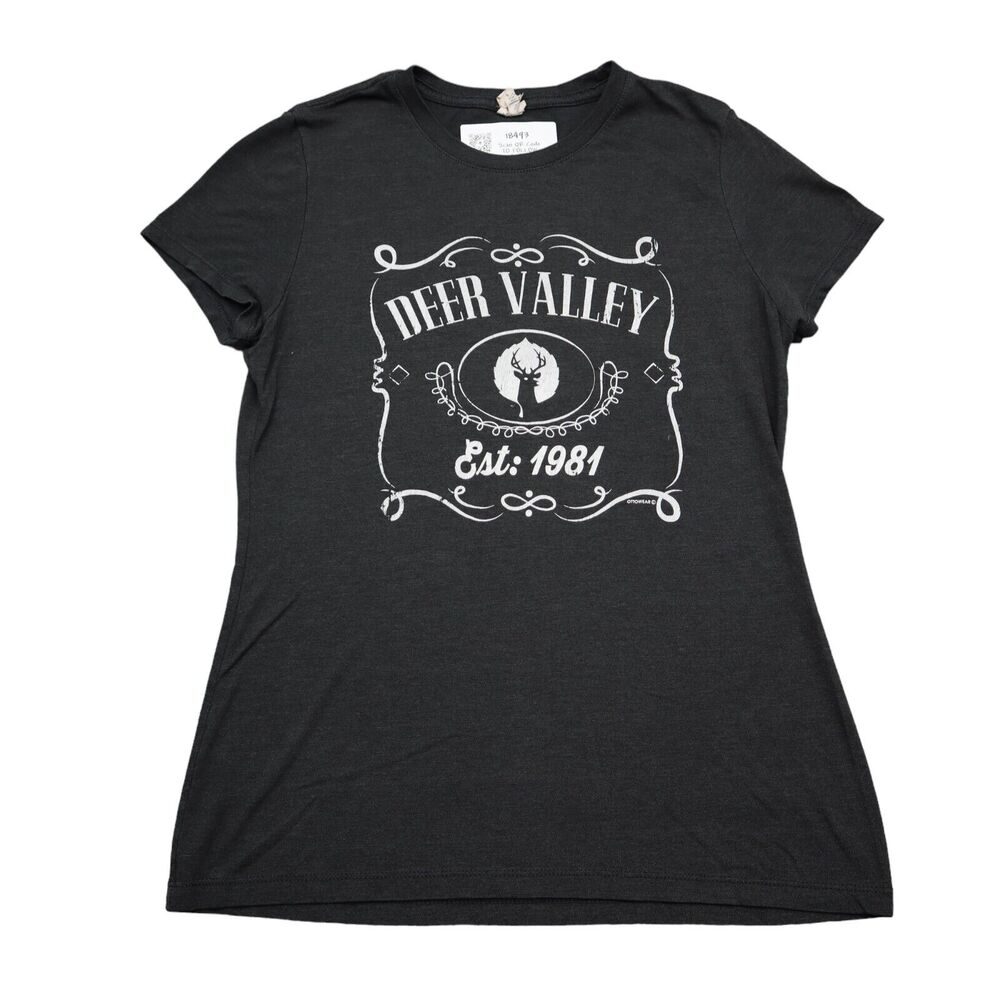 District Made Shirt Womens S Black Round Neck Short Sleeve Deer Valley Tee